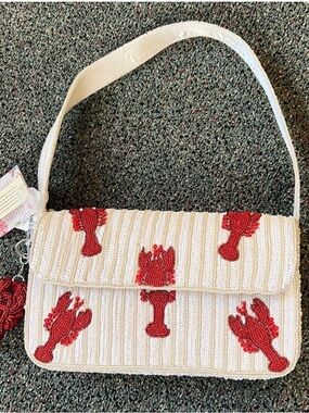 Viral Tik Tok Beaded White Shoulder Bag with Red Lobster Motif TJ Maxx RARE